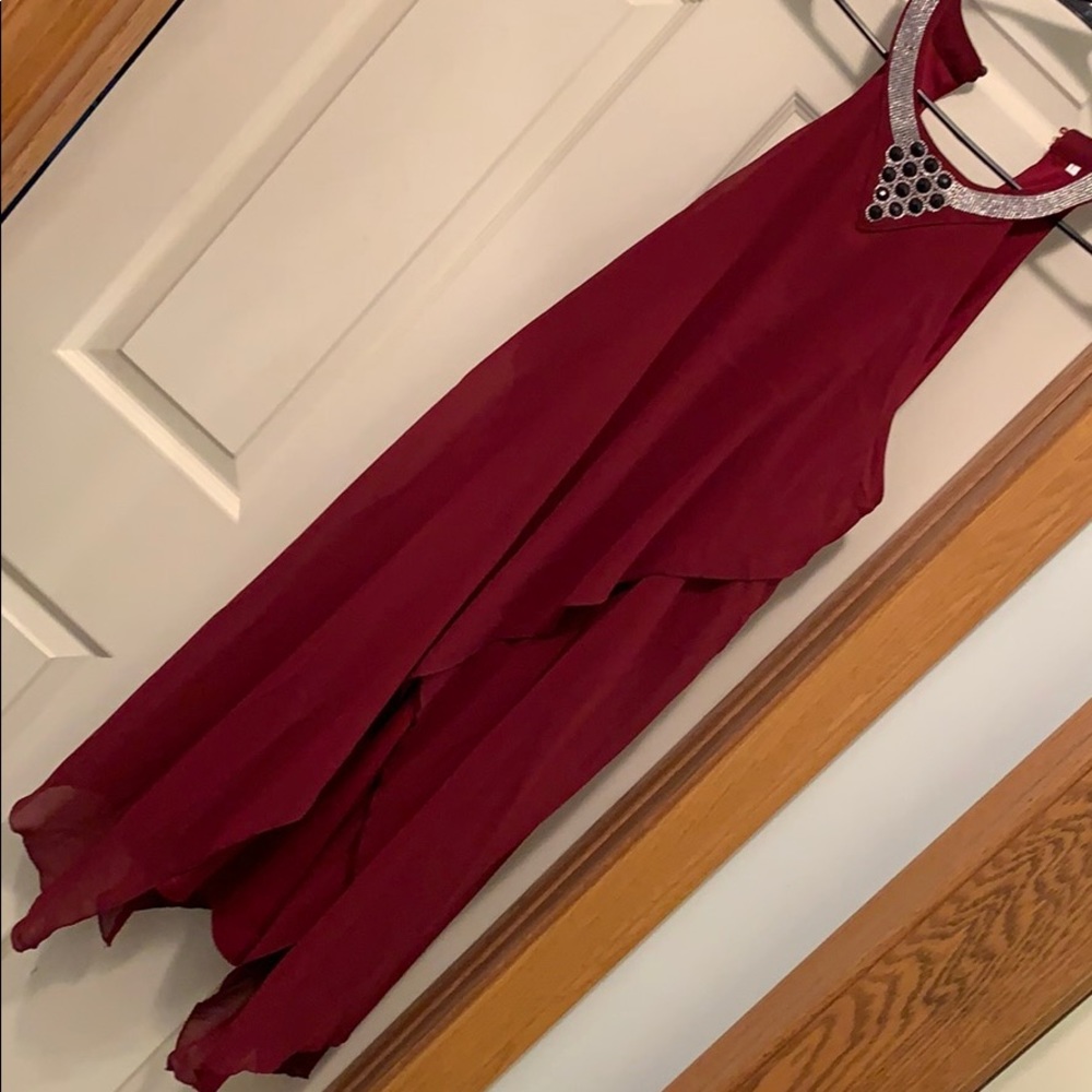 Burgundy embellished dress